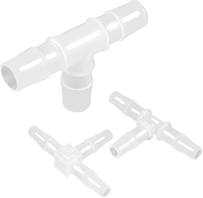 1" Tee Fitting Equal Barb 3 Way Hose Barb Fitting Splicer Joint Mender Adapter Union Fitting for Fuel Gas Liquid Air (Pack of 5)