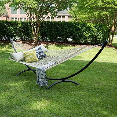 Hatteras Hammocks Deluxe Oatmeal Duracord Rope Hammock with Free Extension Chains & Tree Hooks, Handcrafted in The USA, 450 LB Weight Capacity, 13 ft. x 60 in