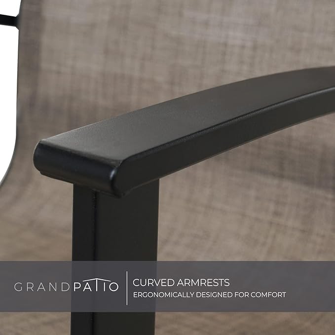 Grand Patio Outdoor Swivel Dining Chairs Set of 2, 360 Degree Mesh Sling Rocker Sets for Deck, Garden Backyard, Mixed Coffee