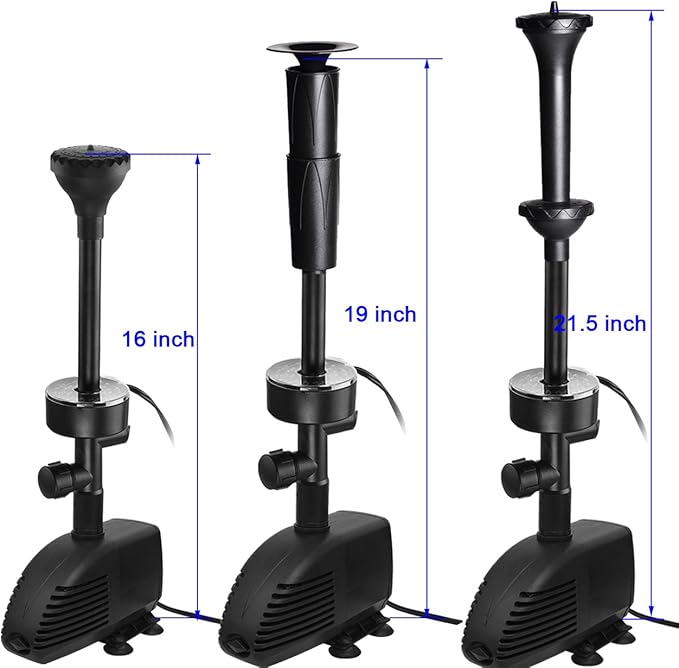 660GPH Submersible Pump Pond Fountain with Inside Filter and RGB Colorful LED Light, Multiple Water Fountain Spray Nozzles Kit for Garden PondIndoor and Outdoor Landscape