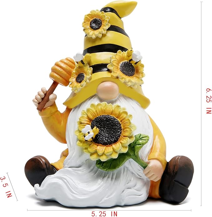 Hodao Bumble Bee Spring Gnome Decorations Honey Bee Gnomes Ornaments World Bee Day Decorations Gifts Fall Thanksgiving Gnomes Figurines Bee for Garden Decor Birthday Gifts for Mom, Grandma, Women