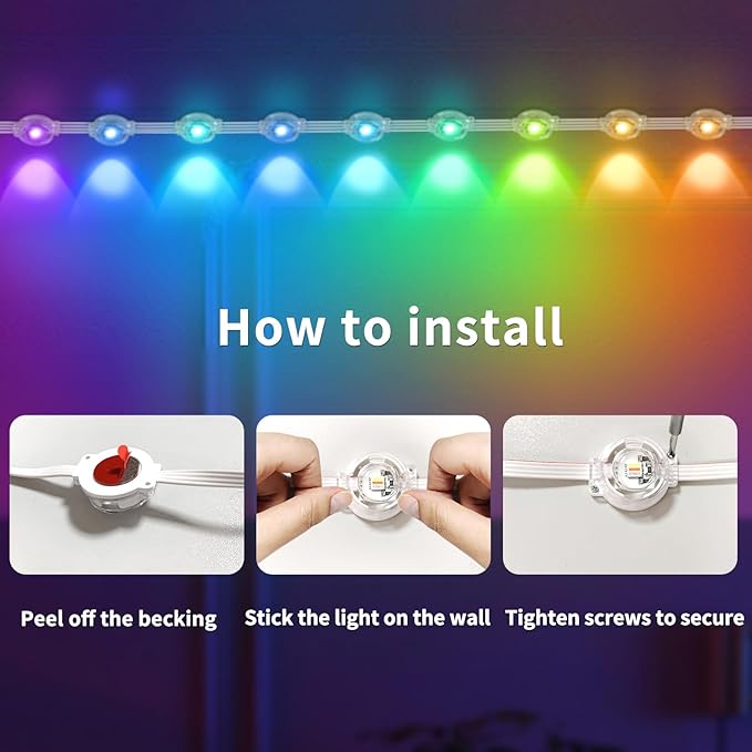 100ft Permanent Outdoor Light,RGB Eaves Lights with App Control Remote,DIY IP67 Waterproof Under Eave Lighting,Outside led Lights for Christmas,Garden,House Decorations