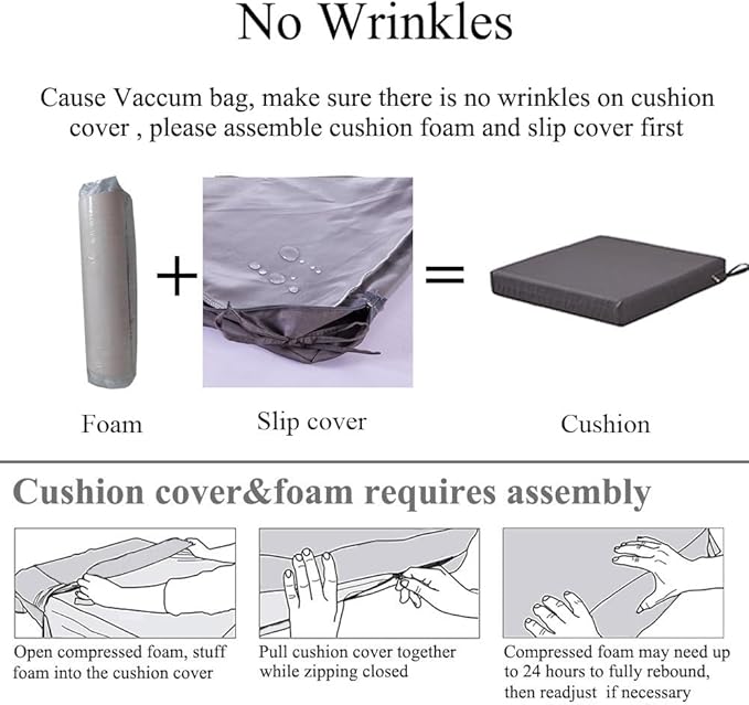 20 x 18 Inch Outdoor Chair Cushions for Patio Furniture UV Resistant Non Slip Waterproof Replacement Patio Seat Cushion with Ties Set of 2, Dark Grey