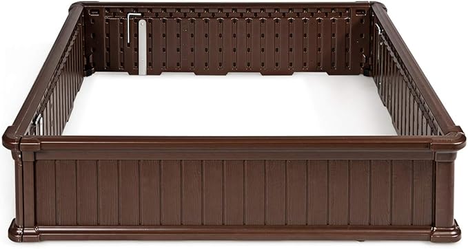 Giantex Raised Garden Bed, Planter for Flower Vegetables, Outdoor Plant Box Patio Backyard, Easy Assembly (48.5''Lx48.5''Wx12''H, Brown)