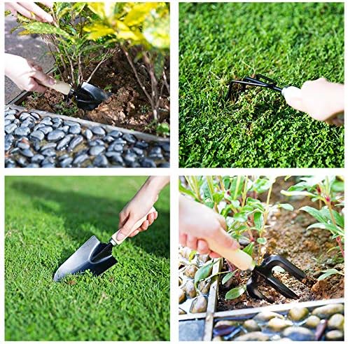 Garden Tools Set 10 Pcs, Heavy Duty Gardening Tool Kit with Storage Organizer, Ergonomic Hand Digging Weeder/Rake/Shovel/Fork/Sprayer/Gloves/Plant Rope/Pruner