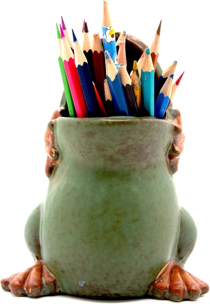 7" Ceramic Frog Shaped Plant Pot/Bonsai Pot/Flower Pot/Succulent Planter/Candy Dish/Pencil Holder Frog Decor Multipurpose Pot