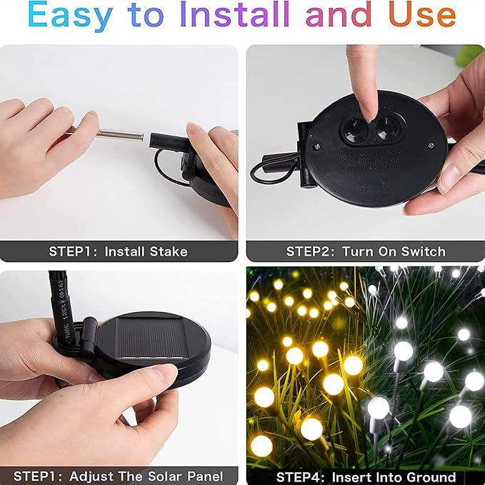 6-Pack Solar Garden Lights, 48 LED Solar Lights Outdoor for Garden Decor, Waterproof Firefly Light Outdoor (Sway by Wind), Swaying Light for Yard Patio Landscape Decorations (Warm White & Cool White)