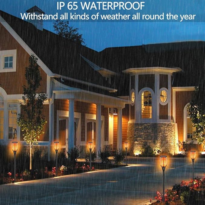 Aityvert Upgraded Larger Solar Torch Lights, Waterproof Outdoor Dancing Flames Light, Flickering Flames Garden Light, Landscape Decoration Pathway Patio Lights 43" 96 LED (6 Pack)