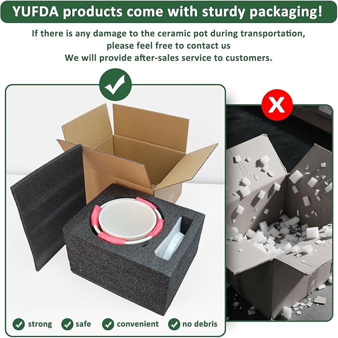 6.7 + 5.5 Inch Plant Pot, Ceramic Planter with Drainage and Saucer,Ceramic Pots for Plants, Indoor Plant pots,Succulent Orchid Flower Pot(Pure White)