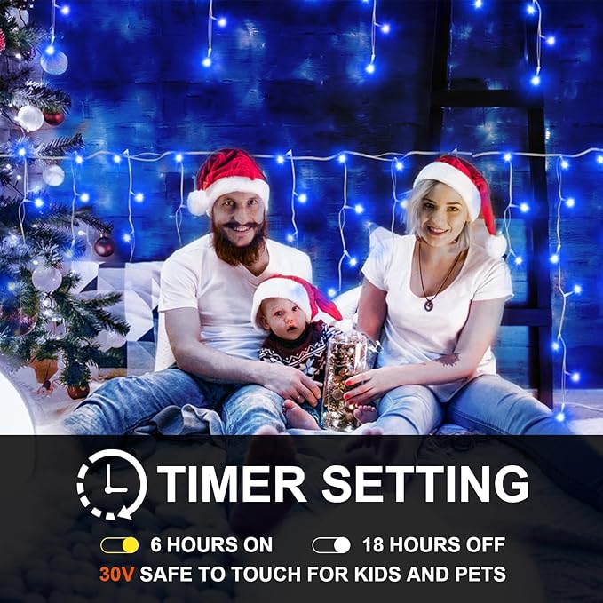 49FT 450LED F8 Upgraded Christmas Lights Decorations - 8 Modes Waterproof Outdoor Fairy String Lights With Memory and Timer - Plug-in for Holiday, Party, Wedding, Home, Roof