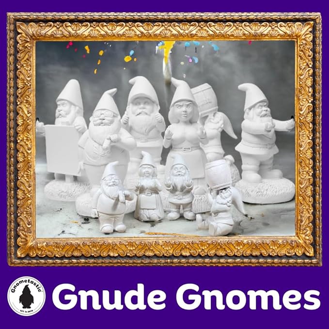 Gnometastic Gnude Gnomes - Unpainted Double Bird Garden Gnome Statue, 8.5in / DIY Paint Your Own Gnome - Funny Garden Gnomes to Paint for Adults, Outdoor or Indoor