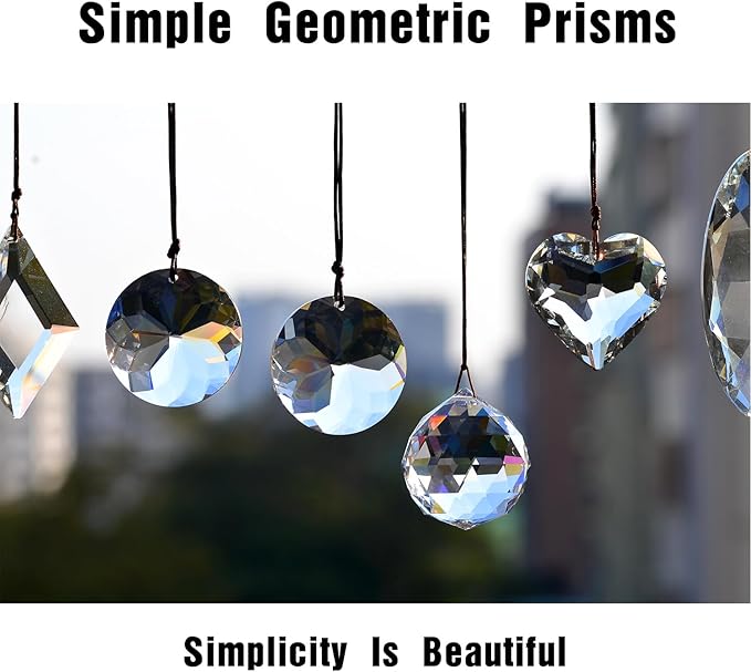 2PCS Heart Crystal Sun Catcher Prisms, STINO Hanging Suncatchers with Glass Prism Decor, Rainbow Maker for Windows, Room, Kitchen, Garden Crystal Decor (1, Heart Clear 2Pcs)