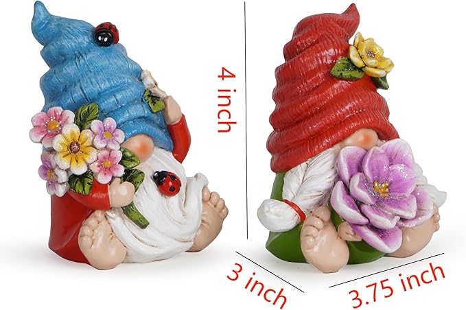 Hodao Spring Garden Decorations - Gnomes Decorations - Summer Gnomes Decorations - Ladybug Flower Decor - Spring Home Decor - Foot Gnomes(2Pcs) (Multicolor)