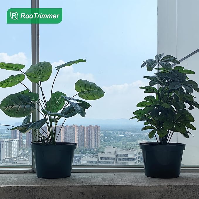 10 Pack Plastic Planter Pots, 10 Inch Thick Plant Pots with Multiple Drainage Holes, Pots for Plants Such as Herbs Strawberry and Flowers, Green Growing Planters for Outdoor Plants or Indoor (Green)