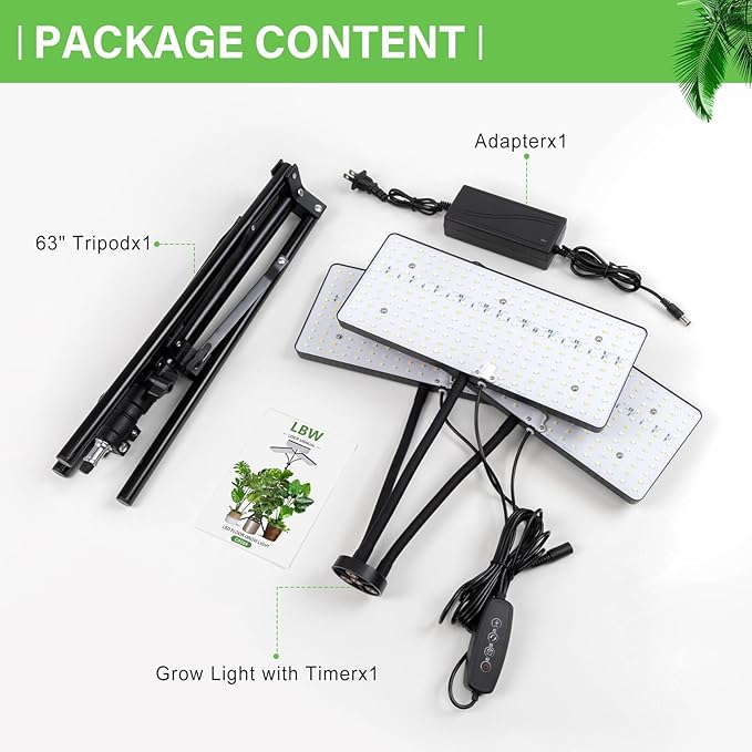 2024 LBW Grow Lights for Indoor Plants with Stand, 642 LEDs Full Spectrum Standing Plant Light, Tall Floor Plant Lamp with 3/6/12H Timer, 6 Brightness, 3 Modes, 63 " Adjustable Tripod