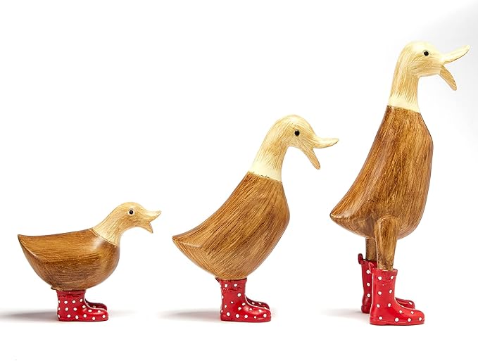 GUTE Duck Yard Decorations Yard Art Garden Puddle Ducks with Spotted Wellies Boots, Set of 3 - Garden Decor Statues, Duck Figurine Statue - Waterproof Indoor & Outdoor Lawn Gnome Ornament