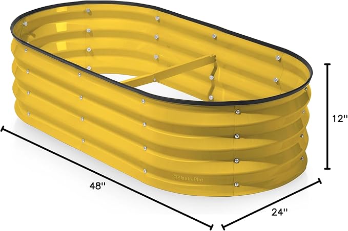 Galvanized Raised Garden Beds Outdoor // 4×2×1 ft Planter Raised Beds for Gardening, Vegetables, Flowers (Yellow) // Large Metal Garden Box