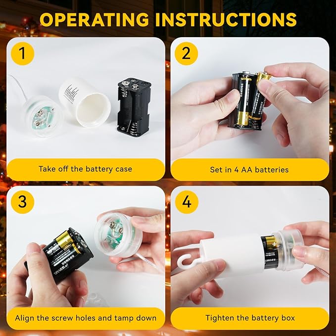 4 Pack Firework Lights - 120 LED Copper Wire String Lights with 8 Modes, Dimmable, Remote Controlled, Waterproof for Party, Home, Christmas, Garden, Outdoor Decoration