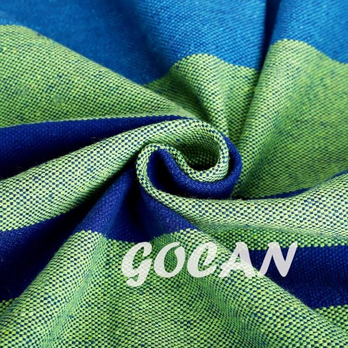 Hammock Chair Large Hammock Swing, 110 x 150cm Load 150kg, Cotton Hammock Chair Metal Spread Bar Wide Seat Swing Chair(Blue)