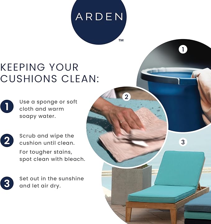 Arden Indoor/Outdoor Seat or Rocking Chair Cushion, 19 x 18, Water Repellent, Rain Proof, Fade Resistant Cushion for Rocking or Dining Chairs Onyx Cebu