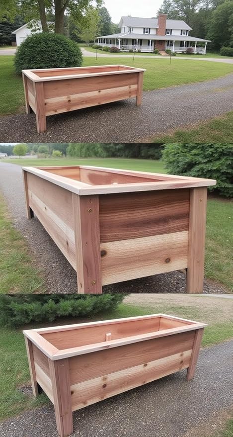 Handmade Custom Heavy Duty Rectangular Raised Cedar Wood Garden Planter Box – 46", 36", 24" – Indoor/Outdoor Farmhouse Style for Flowers & Vegetables – Made in USA (36" L x 15.5" W x 16.5" H)