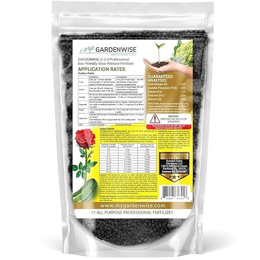 6-3-0 All-Purpose Professional Eco-Friendly Slow-Release Nitrogen Fertilizer with Iron & Calcium,Non-Burning, Enhances Soil Structure,for Indoor&Outdoor Plants,Vegetable Gardens (3 QUARTS)