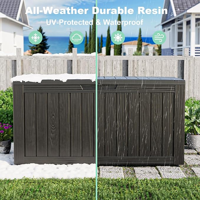 75 Gallon Outdoor Storage Box – Waterproof Deck Box for Patio & Garden,Black