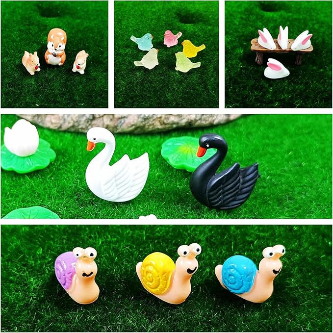 100 Pcs Mini Resin Animals Figures, Forest Tiny Plastic Animals Figurines to Hide Miniature Fairy Garden Decorations Accessories