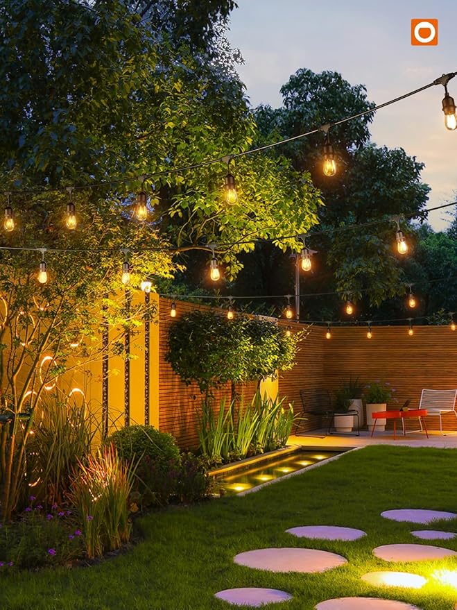 addlon 36 FT Outdoor String Lights Commercial Grade Weatherproof Strand, 15 Edison Vintage Bulbs, 12 Hanging Sockets and 3 Spare Bulbs, ETL Listed Decorative Cafe Patio Lights for Bistro Garden