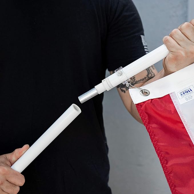 Grace Alley Flag Pole: 6 Foot Tangle Free Spinning Flag Pole. Residential or Commercial Flag Pole. Wind Resistant/Rust Free. (White)