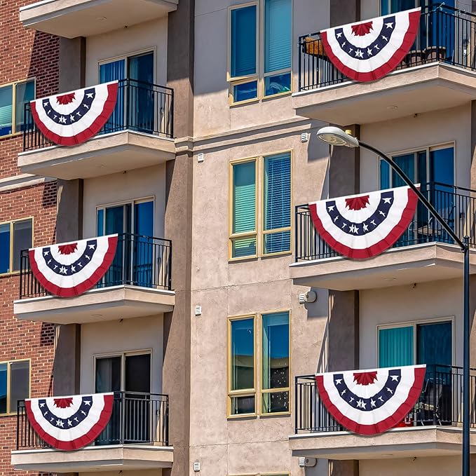 GoosWexmzl 3x6Ft American Pleated Fan Flag,USA Patriotic Half Fan Bunting Flag,Decoration Flags (Set of 6)