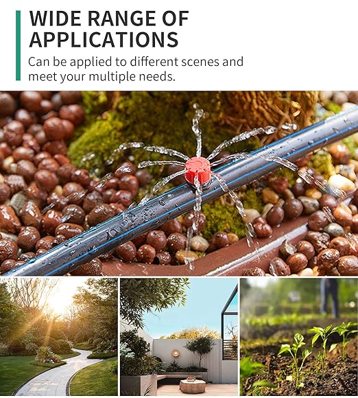 1/4 Drip Irrigation Fittings, 210 Pcs 1/4 Drip Irrigation Connectors Irrigation Fittings Kit for Flower Pot Garden Lawn (Spray,Micro Dripper,Straight Barbs,Tees,Elbows,End Plug,4-Way Coupling)