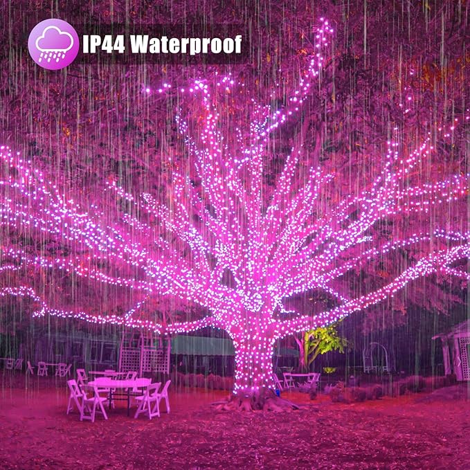 500 LED Pink String Lights, 165ft Pink Christmas Lights Outdoor Waterproof 8 Modes Clear Wire, Plug in Twinkle Fairy Lights for Bedroom Indoor Wedding Christmas Decorations
