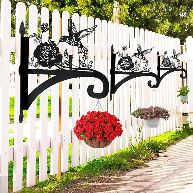 Hanging Plant Hanger Bracket Plant Hooks for Hanging Baskets Heavy Duty Decorative Hummingbird Silhouette Wall Mounted Hanging Plant Hangers Outdoor for Flower Pot Bird Feeder Wind Chimes