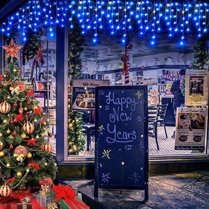 Hezbjiti Christmas Lights Decorations Outdoor, 1600LED 164FT Curtain Fairy Lights 8 Modes 320 Drops Fairy String Curtain Lights for Christmas Decor Eaves Window Party Yard Garden