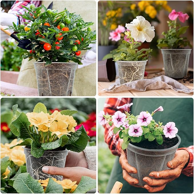 3.9-9.4 Inch Big Size Clear Nursery Pots with Drainage, 6 Sizes 30 Packs Nursery Garden Pots with 30 Plant Labels for Seedling Plants, Nursery Pots Variety for Indoor Outdoor Seed Starter Flower Pots