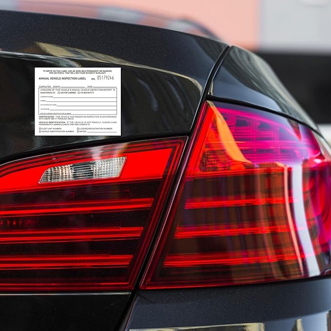 30-Pack Annual Vehicle Inspection Report Form & Adhesive Vinyl Label 2-Ply,3-Ply Carbonless Form DOT Compliant