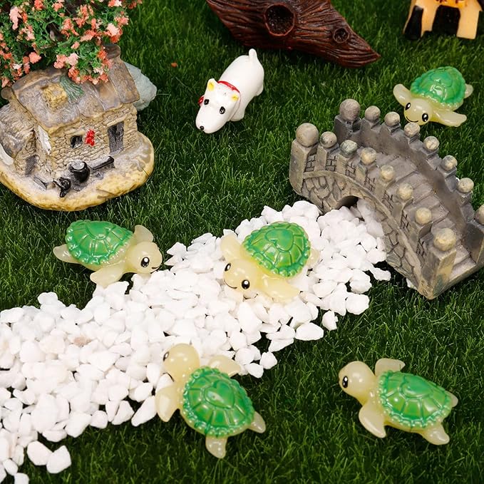 60 Pcs Mini Resin Tortoise,Cute Miniature Sea Turtle Figurines,Tiny Ocean Tortoise Statues for Fairy Garden Landscape Birthday Party Ornament Home Plant Decor Crafts DIY(Green)
