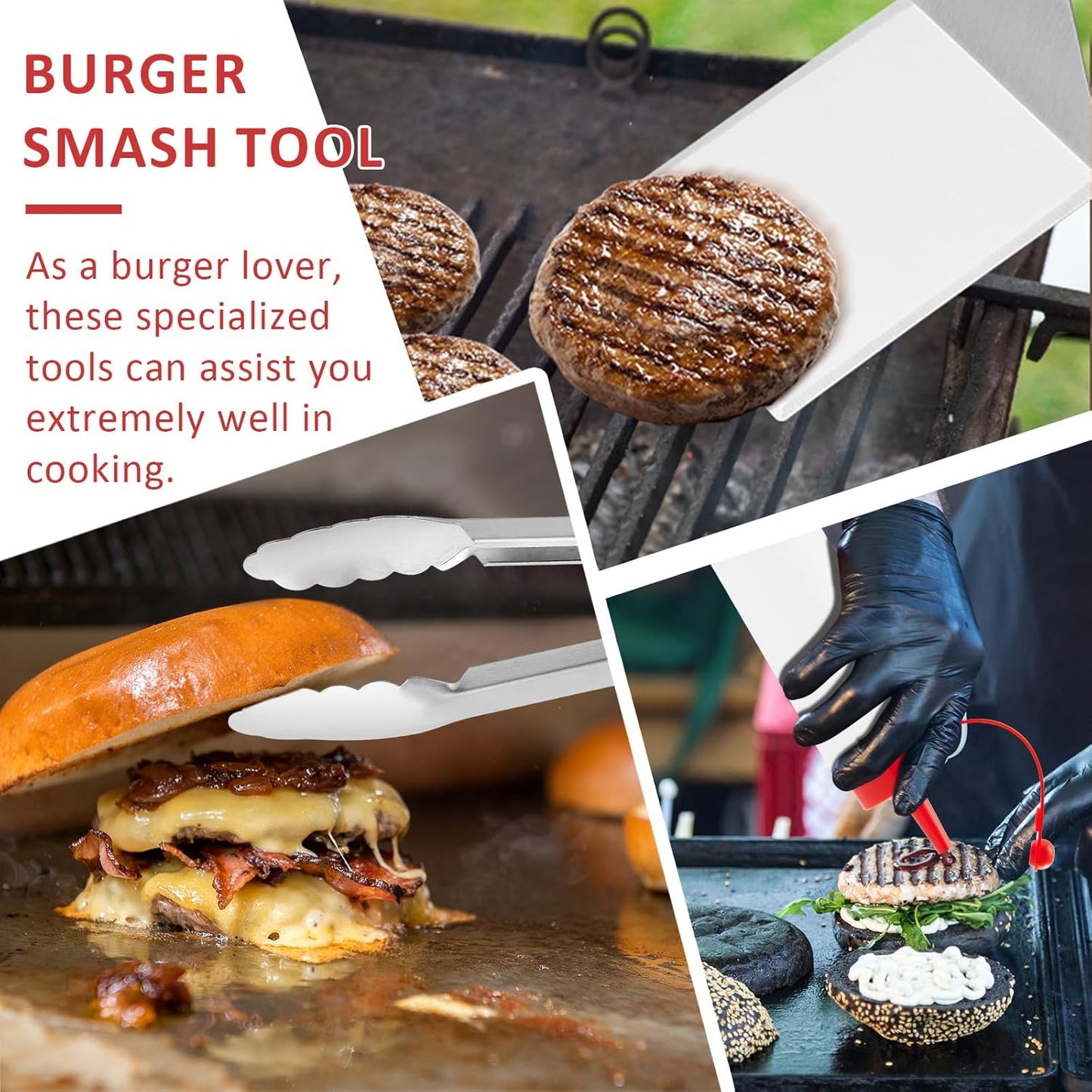 25Pcs Griddle Accessories Kit, Leonyo Flat Top Grill Accessories for Outdoor, Professional BBQ Griddle Tools Smash Burger Press Kit with Enlarged Spatulas Scraper, Basting Cover - PP Handle