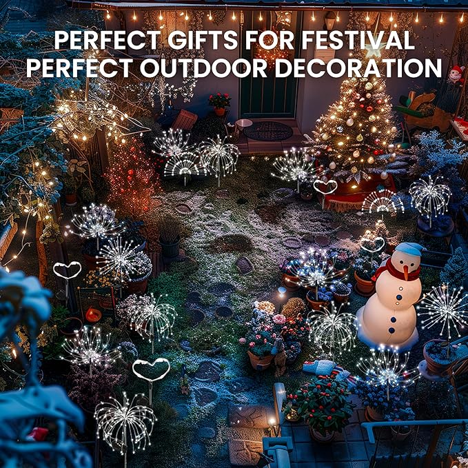 Garden Decor Solar Lights Outdoor,2Pack 120LED Waterproof Cold White Solar Garden Lights Your Outdoor Decoration,Yard, Patio, Porch,Flower Pot,Pathway,Christmas