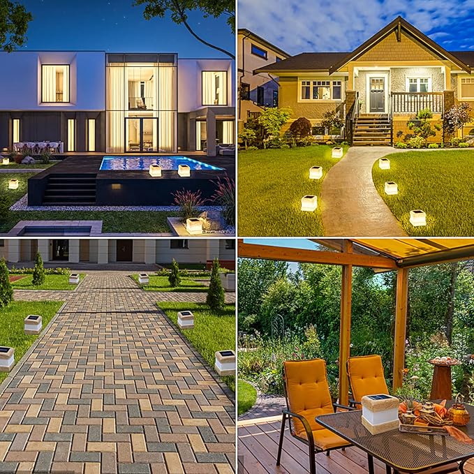 2 Pack Solar Rock Lights Outdoor - Solar Garden Decor Landscape Pathway Lights Waterproof with Warm LED Lights for Table Patio Yard Garden Walkway Decor(Brown)