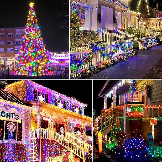 1000 LED 328ft 8 Modes with Timer Christmas String Lights IP55 Outdoor Waterproof UL Certificated Indoor Fairy Lights Garden Patio Wedding Christma Trees Parties Decoration Multicolor