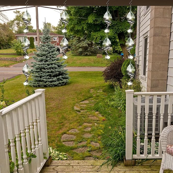 12 PCS Stainless Steel Bird deterrents for Outside,3D Bird Scarer Discs Set Pigeon Deterrent,Bird reflectors to Keep Birds Away Woodpecker Deterrent for House,Crow Deterrent