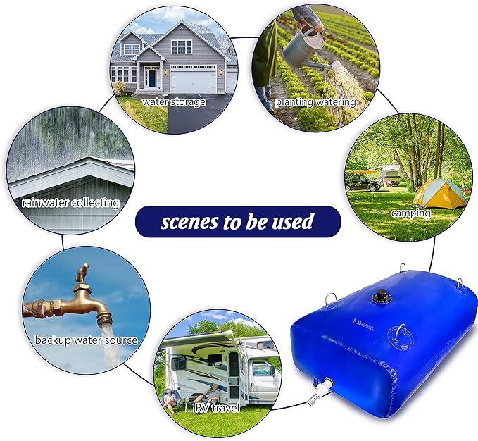 80Gal Portable Water Storage Bladder, Foldable Large Capacity Container Water Tank, Agricultural Irrigation, Camping, Firefighting, Outdoor Household Water