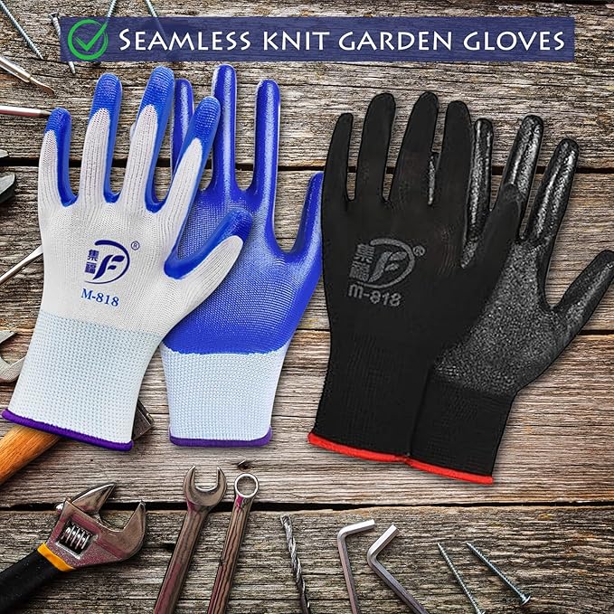 48 Pairs Garden Gloves for Women Men Breathable Rubber Coated Yard Safety Work Thorn Proof Work Gloves