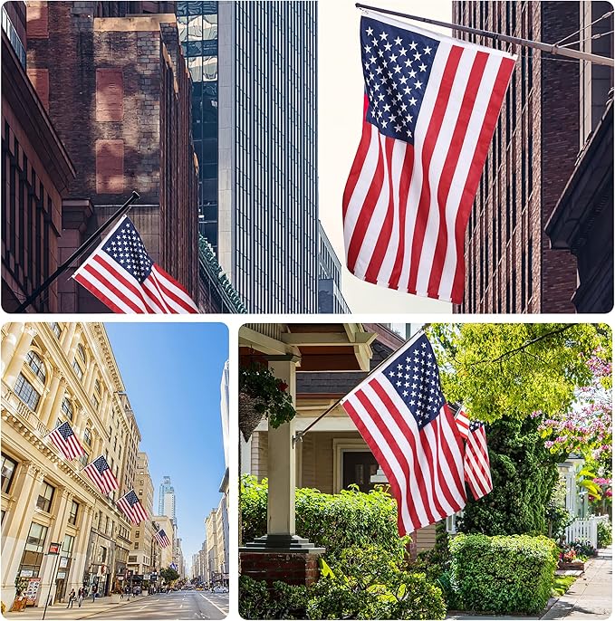 American Flag 8x12 Outside, US Flags for Outdoor Indoor, Heavy Duty Durable, Deluxe Embroidered Stars, Brass Grommets, Sewn Stripes, Vivid Color, Fade Resistant and waterproof