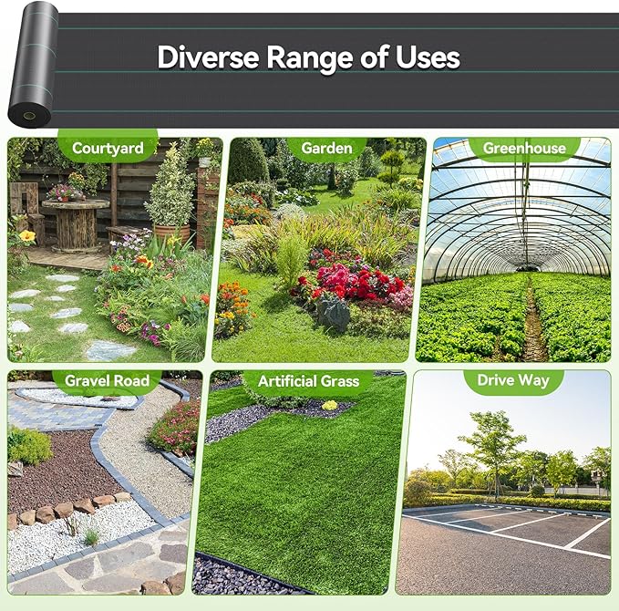 4ftx50ft Weed Barrier Landscape 3.2oz Fabric Heavy Duty, Woven Weed Control Cloth, Woven Geotextile Fabric for Underlayment, Gardening Ground, Commercial Driveway Weed Block Cover Mat