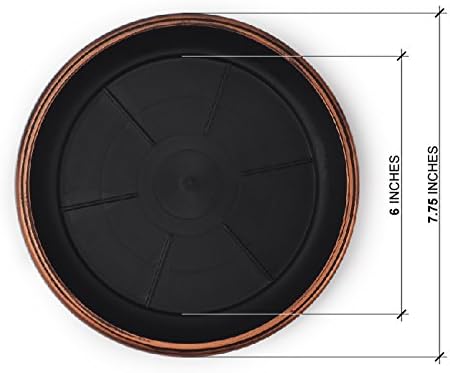 7" Decorative Heavy Duty Tray/Saucer (2 Pack) Rustic Medieval/French Country Look, Pot/Planter Base for Indoor/Outdoor Decor Use. Long Lasting, Reusable Light Weight (7 inches, Copper)