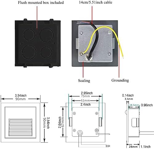 4Pack 3W LED Recessed Light120V Step Lights Warm White 3000K IP65 Waterproof Recessed Wall Light Staircase Light lamp, Inside Outside Garden Balcony Corridor, Aluminum,Grey