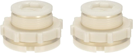 2" Female ABS Bulkhead Fitting, Plastic Water Tank Connector Adapter Fitting with Plugs for Outdoor rain Barrel Garden Hose Adapter Spigot kit Water Tank Gallon Drain Bucket(Set of 2)